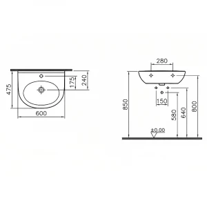 Раковина VitrA Zentrum 5786B003-0001 60x47 см