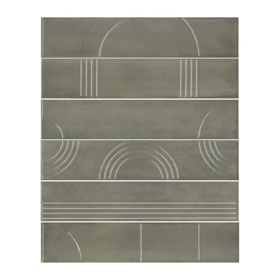 Плитка настенная Kerama Marazzi Мажорель Панно из 6 частей 6х28,5 глянцевое зеленое KMP3STA003RN6X 36x28,5 см