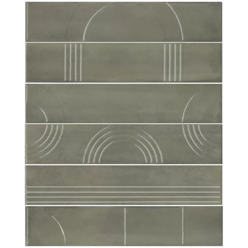 Плитка настенная Kerama Marazzi Мажорель Панно из 6 частей 6х28,5 глянцевое зеленое KMP3STA003RN6X 36x28,5 см