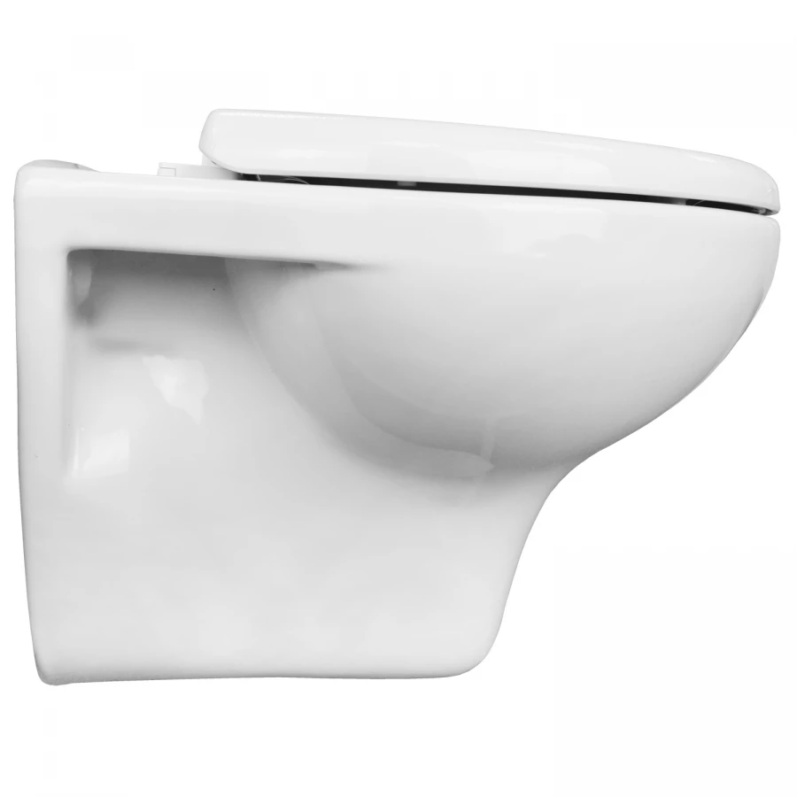 Унитаз подвесной Azario Stella безободковый с быстросъемным сидением микролифт белый AZ-VT005+AZ-VT005sc 37х40х55 см