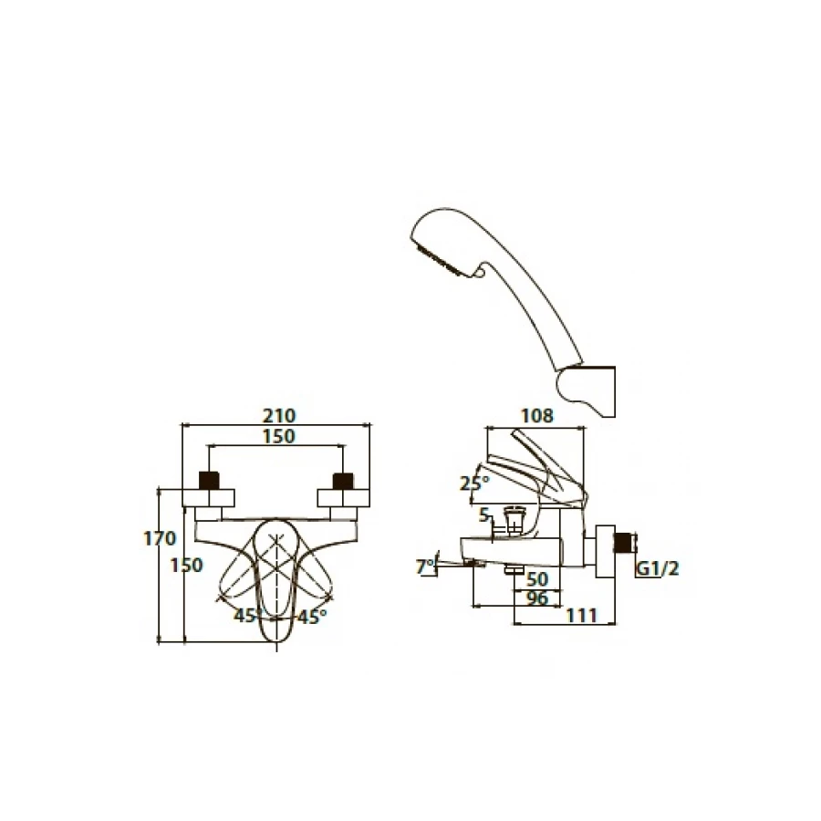 Смеситель для ванны с душем Kaiser County 55022 хром
