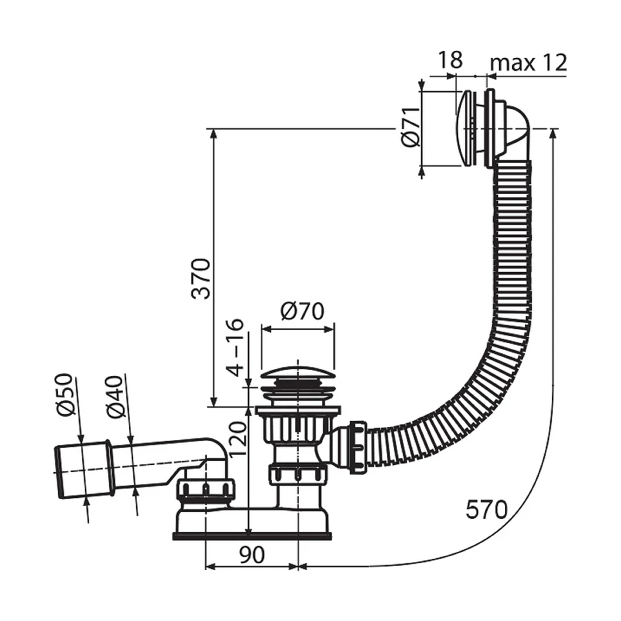 Слив-перелив Ravak click-clack черный X01746