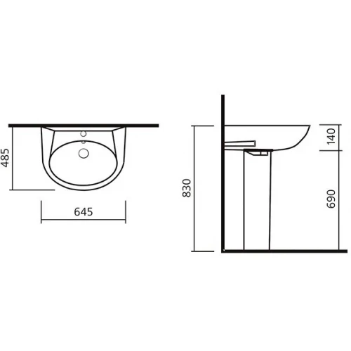 Умывальник Sanita Luxe Classic CLCSLWB01 65x48 см