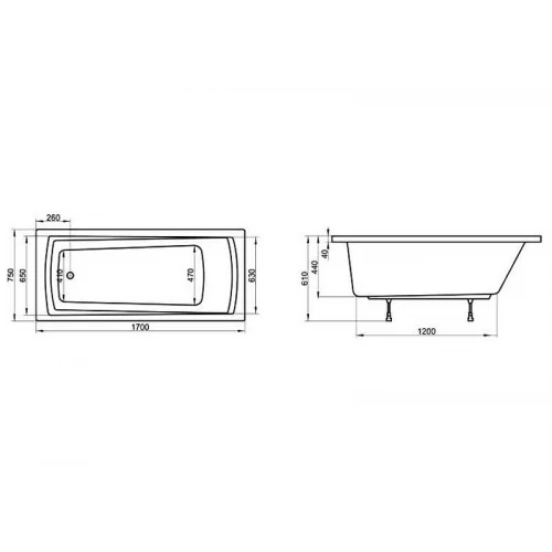 Ванна Ravak Domino Plus белая C631R00000 170x75 см