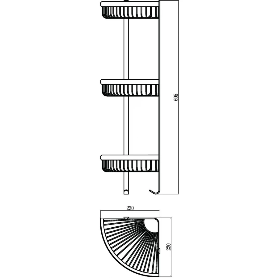 Полка решетка угловая тройная Savol S-B5854-3