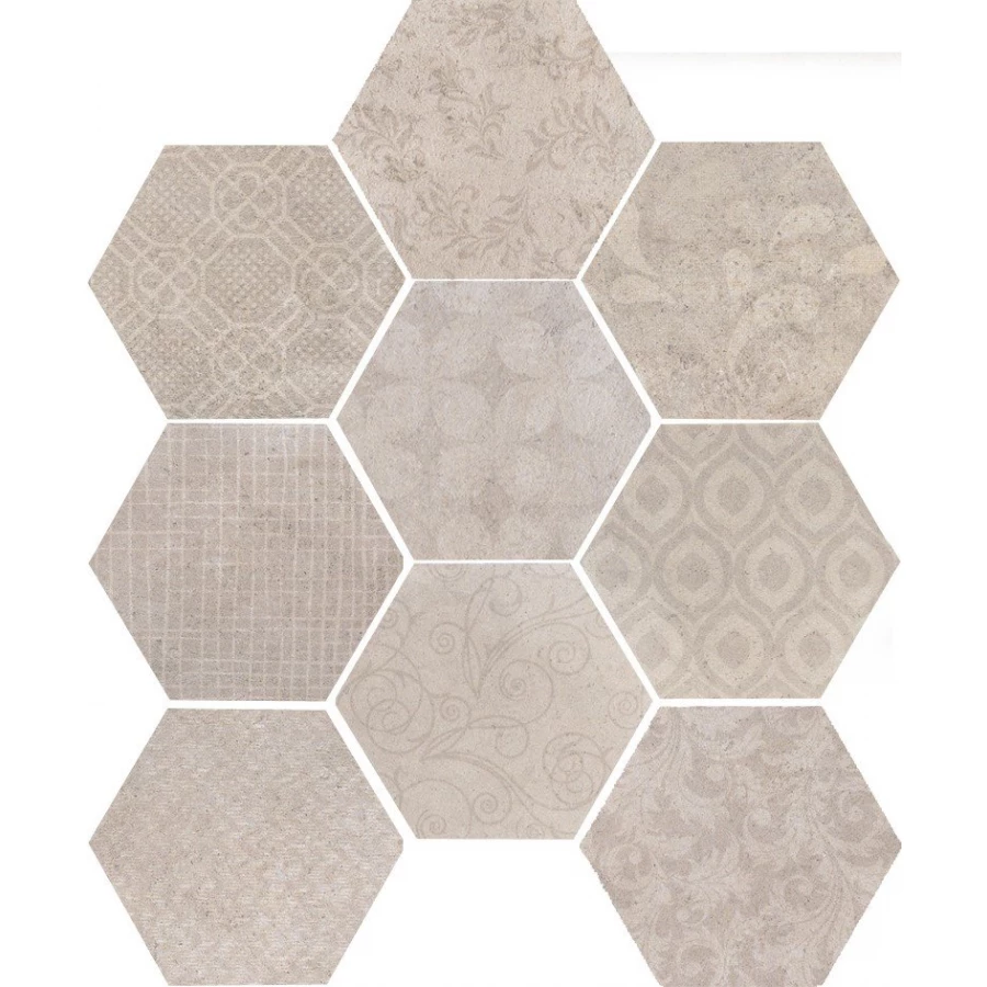 Керамогранит CIR Riabita il Cotto Esagona Fabric Shabby Chic матовый бежевый 10472522 27,7х24 см