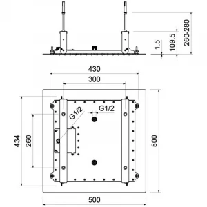 Верхний душ Aquatek 2 jet внешняя и скрытая часть AQ2082CR 500*500 мм