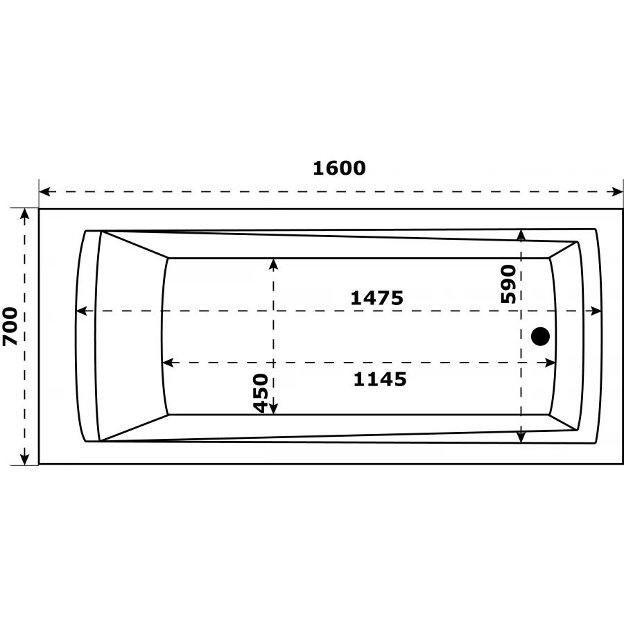 Ванна акриловая Azario Бали БАВ0002 160х70 см