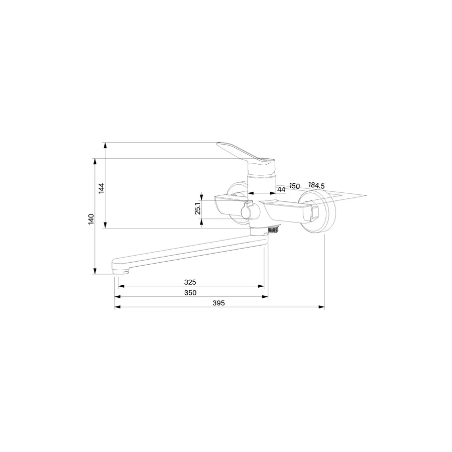 Смеситель для ванны Milardo Enjoy с длинным изливом глянцевый хром ENJSB00M10