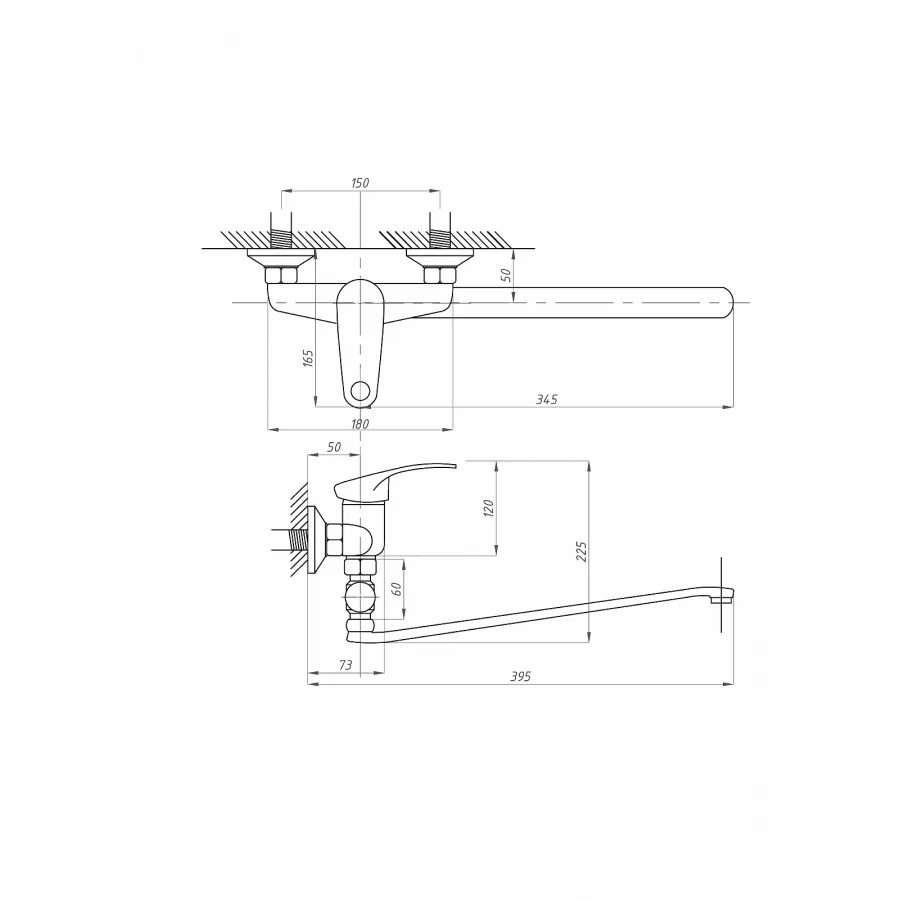 Смеситель для ванны с душем Fauzt FZs-614-125 тип См-ВУОРНШлА хром