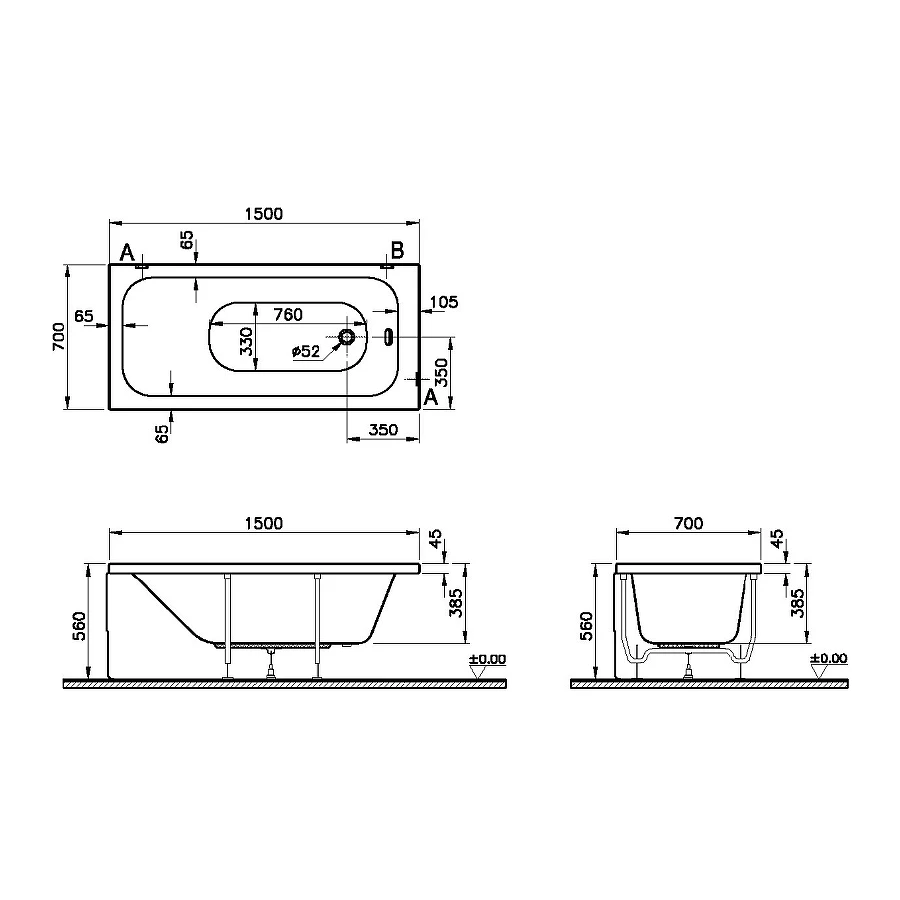 Ванна Vitra Optimum Neo 64560001000 150x70 см