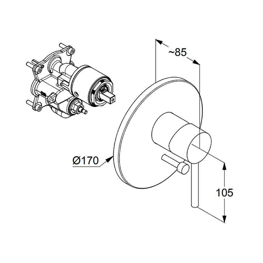 Смеситель для ванны и душа Kludi Bozz встраиваемый черный матовый 386503976