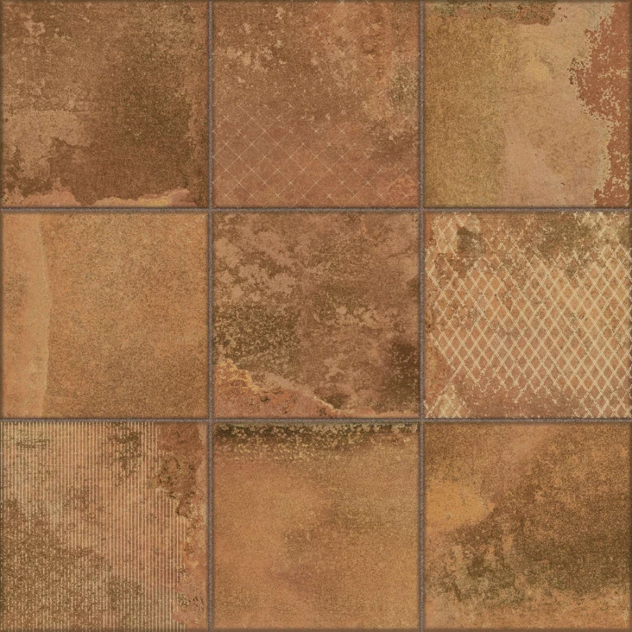 Керамогранит La Platera Cora Kube Cobre-D матовый коричневый 45х45 см
