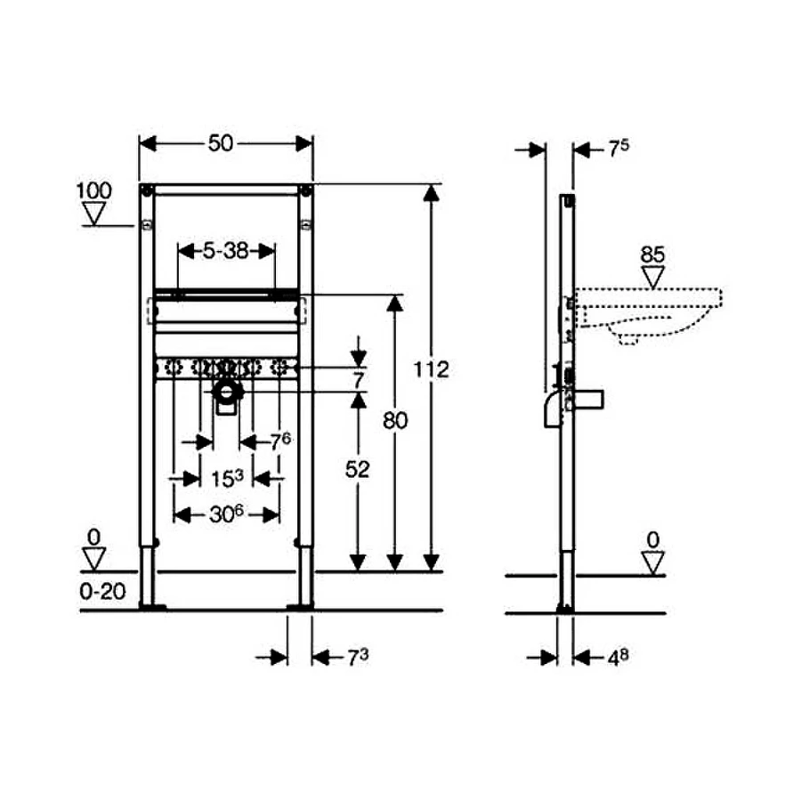 Инсталляция для умывальника Geberit Duofix h112 111.434.00.1