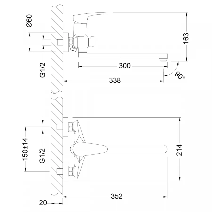 Смеситель для ванны Lemark Linara LM0451C хром