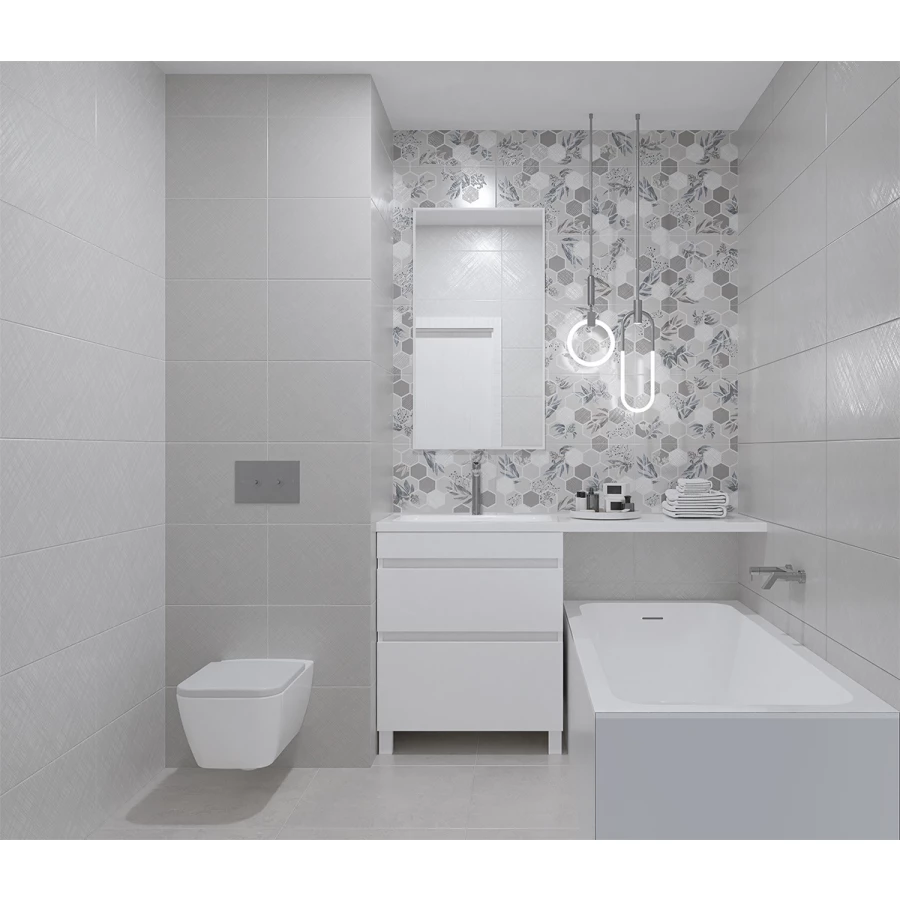 Плитка настенная Azori Incisio Diamond серый 00-00003151 63х31,5 см