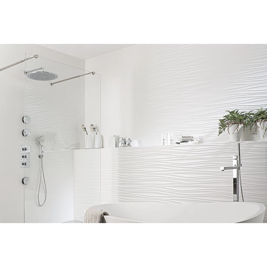 Декор настенный Porcelanosa Oxo Line Blanco матовый белый 100292649 100х33,3 см