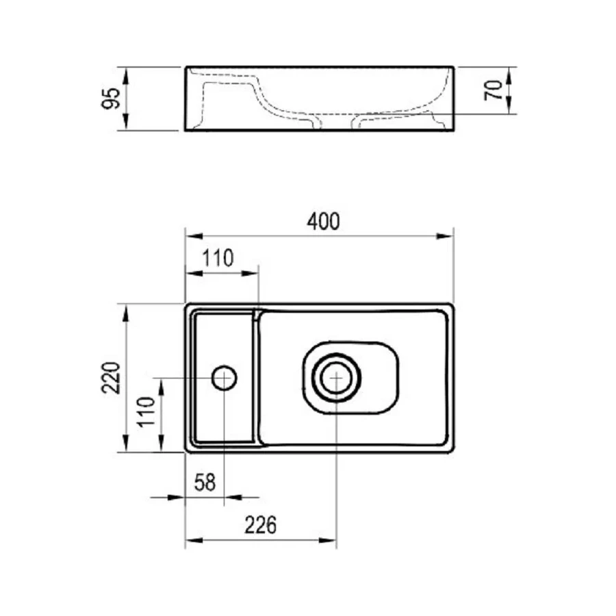 Умывальник Ravak Veda Slim 400 керамический белый 40x22 см