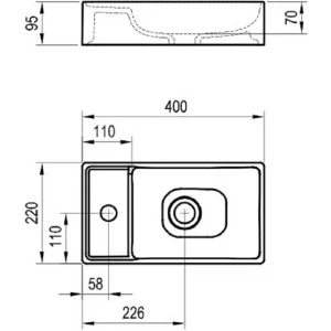 Умывальник Ravak Veda Slim 400 керамический белый 40x22 см