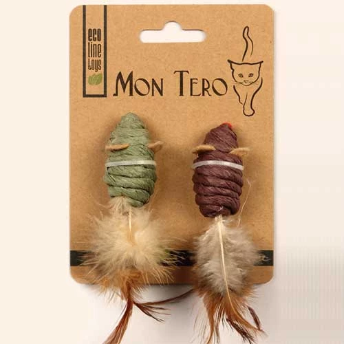 Игрушка для кошек Mon Tero Эко мышь с кошачьей мятой зелено-фиолетовая XHC-2156-VO 2 шт 5 см