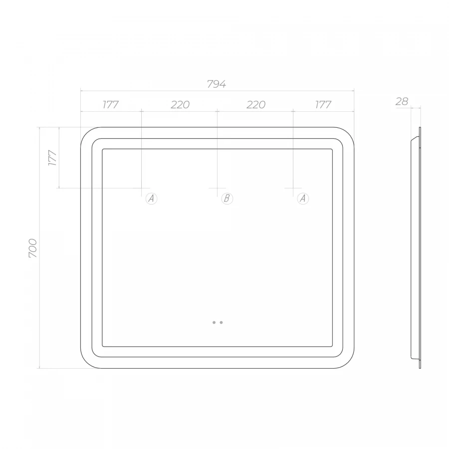 Зеркало Vigo Jess Classic 800 241 79.4x70 см
