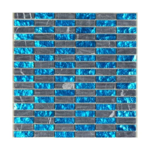 Мозаика из натурального камня Art&Natura Equilibrio сетка 15x48x8 глянцевая синяя 1548-01 30х30 см
