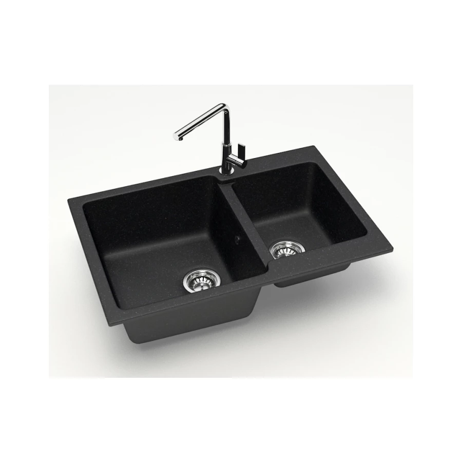 Кухонная мойка Azario Grand двойная искусственный мрамор цвет черный CS00079903 76.5х50х19 см