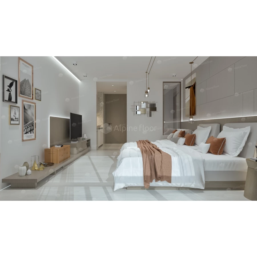 Каменный SPC ламинат Alpine Floor Intense синхронное тиснение Белый лес ECO 9-9 43 класс 6 мм 2.23 кв.м 122х18.3 см