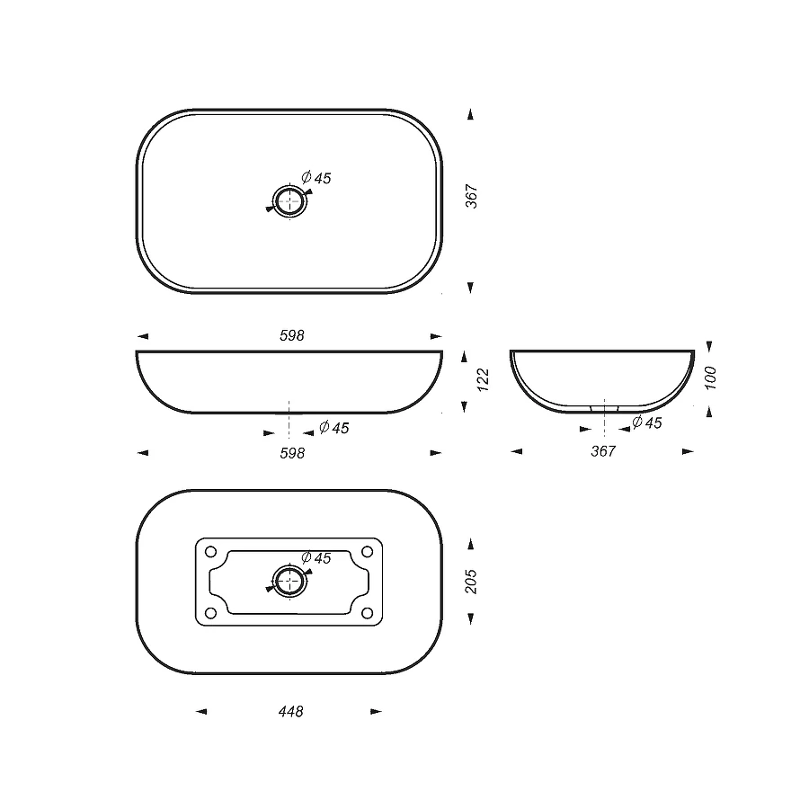 Умывальник мебельный Sanita Luxe Infinity 60 00-00000692 60х37 см