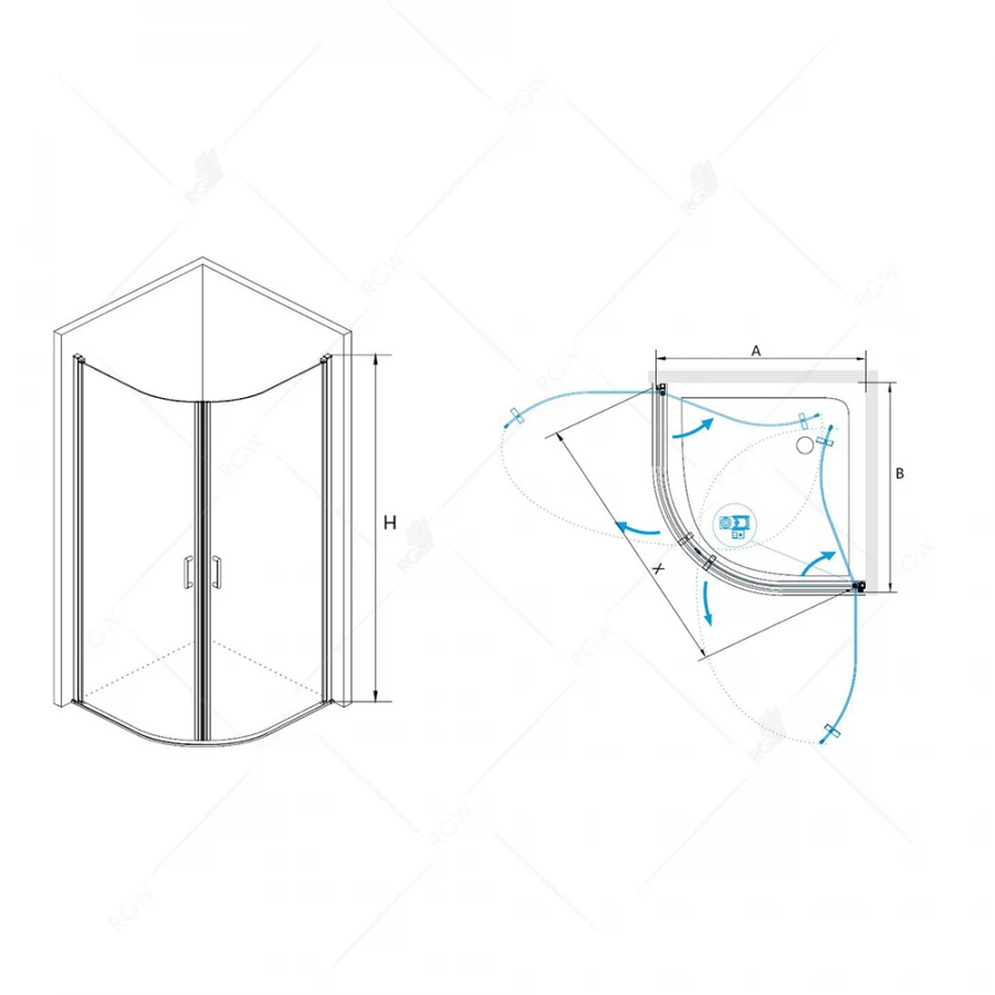 Душевой уголок RGW LE-54 Прозрачное 06125499-11 90х90 см