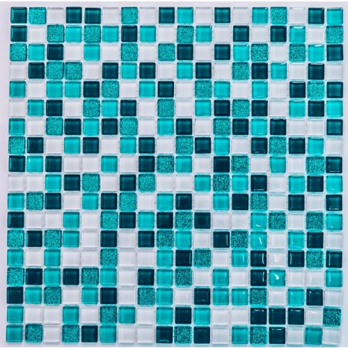 Мозаика Bonaparte Стеклянная мозаика Glossy 15х15 фольгированная глянцевая зеленая 30х30 см