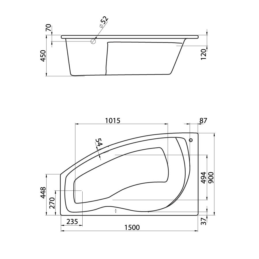 Ванна акриловая Santek Майорка левосторонняя белая 1.WH11.1.984 150х90 см