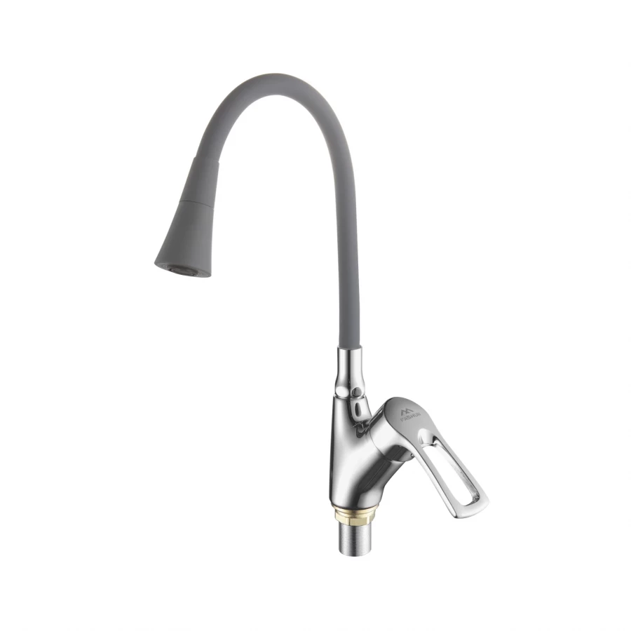 Смеситель для кухни Fashun с гибким изливом серый хром A4466 A7357