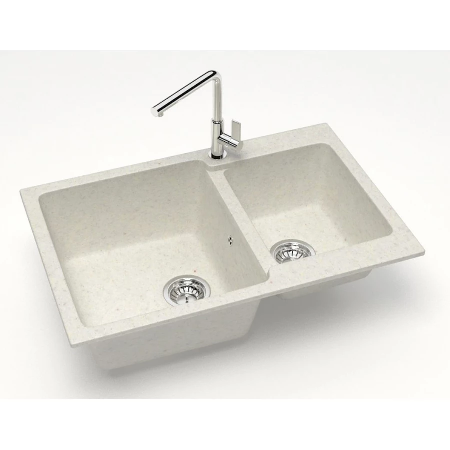 Кухонная мойка Azario Grand двойная искусственный мрамор цвет хлопок CS00079904 76.5х50х19 см