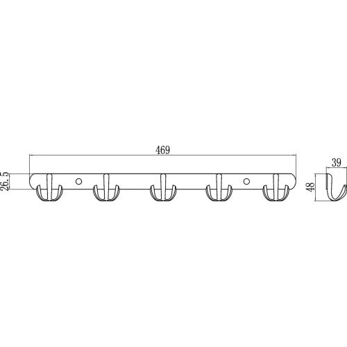 Планка с крючками Savol 5 крючков S-002255