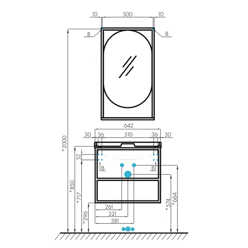 Зеркало Aquaton Лофт Фабрик 50 Дуб Эндгрейн 1A242502LTDU0