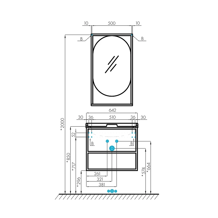 Зеркало Aquaton Лофт Фабрик 50 Дуб Эндгрейн 1A242502LTDU0