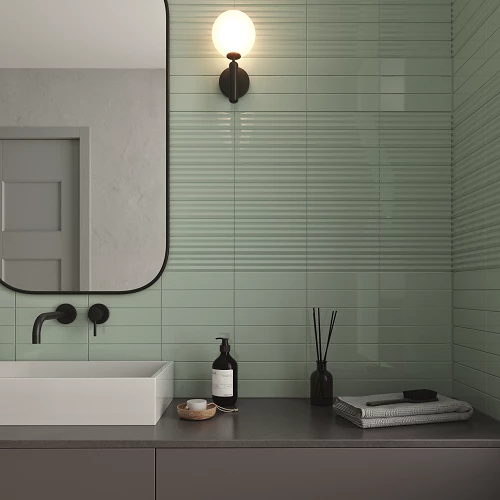 Плитка настенная DNA Match Sage Matt 130849 матовая зеленая 25х6,25 см