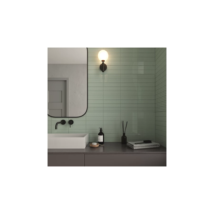 Плитка настенная DNA Match Sage Matt 130849 матовая зеленая 25х6,25 см