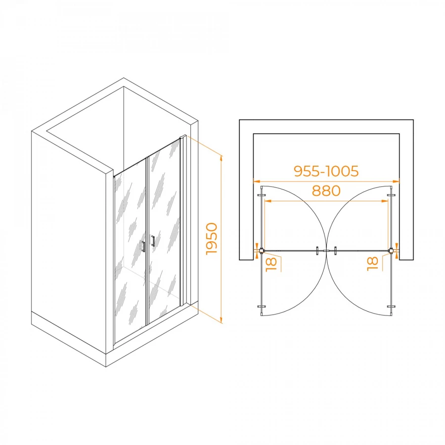 Душевая дверь RGW PA-104 1000 060810410-11