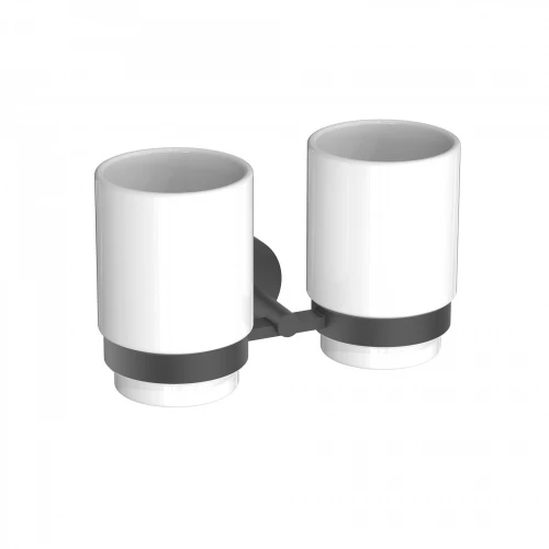 Стакан с держателем Aquatek Бетта двойной матовый черный AQ4617MB