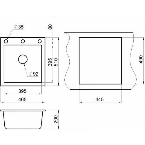 Кухонная мойка Granula 4651, ПИРИТ 46,5х51 см