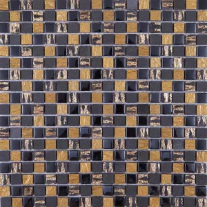 Мозаика Tonomosaic ASM08 из камня и стекла, желтая, черная, золотая 30,1*30,1 см