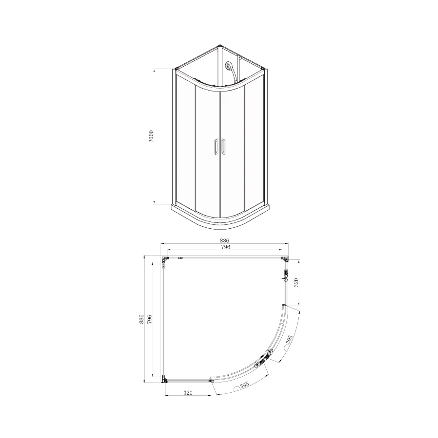 Душевое ограждение Azario Denver серое стекло 4 мм easy clean задняя панель черная цвет профиля серый AZ-N10812 900 grey 90х90х200 см