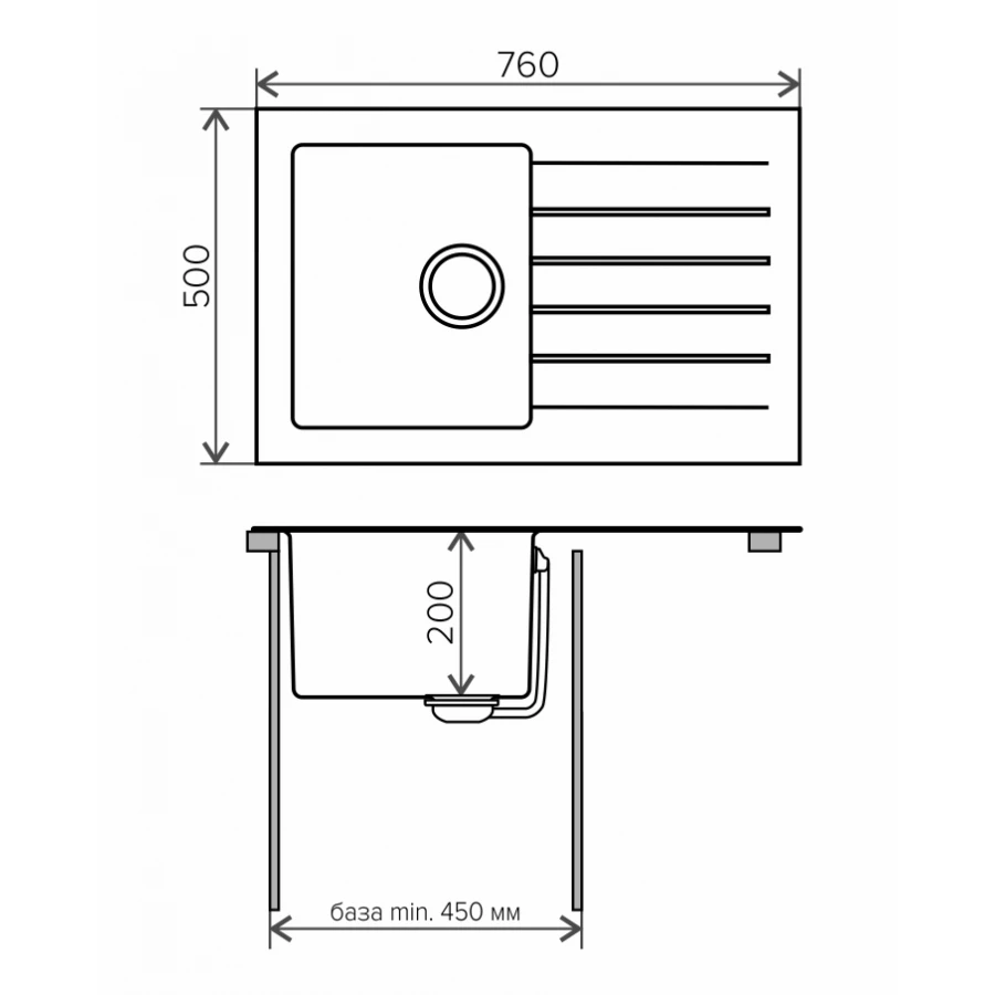 Мойка кухонная Tolero twist TTS-760 бежевый 76х50 см