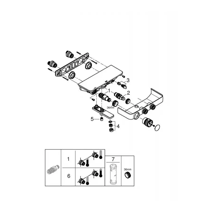 Термостатический смеситель для ванны Grohe Grohtherm SmartControl, настенный монтаж, хром 34718000