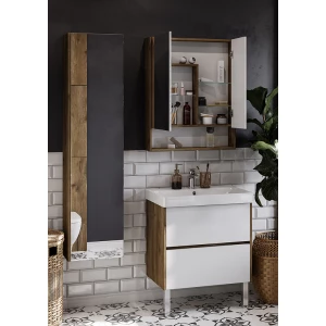 Зеркальный шкаф Aquaton Сканди 70 белый дуб рустикальный 1A252202SDZ90