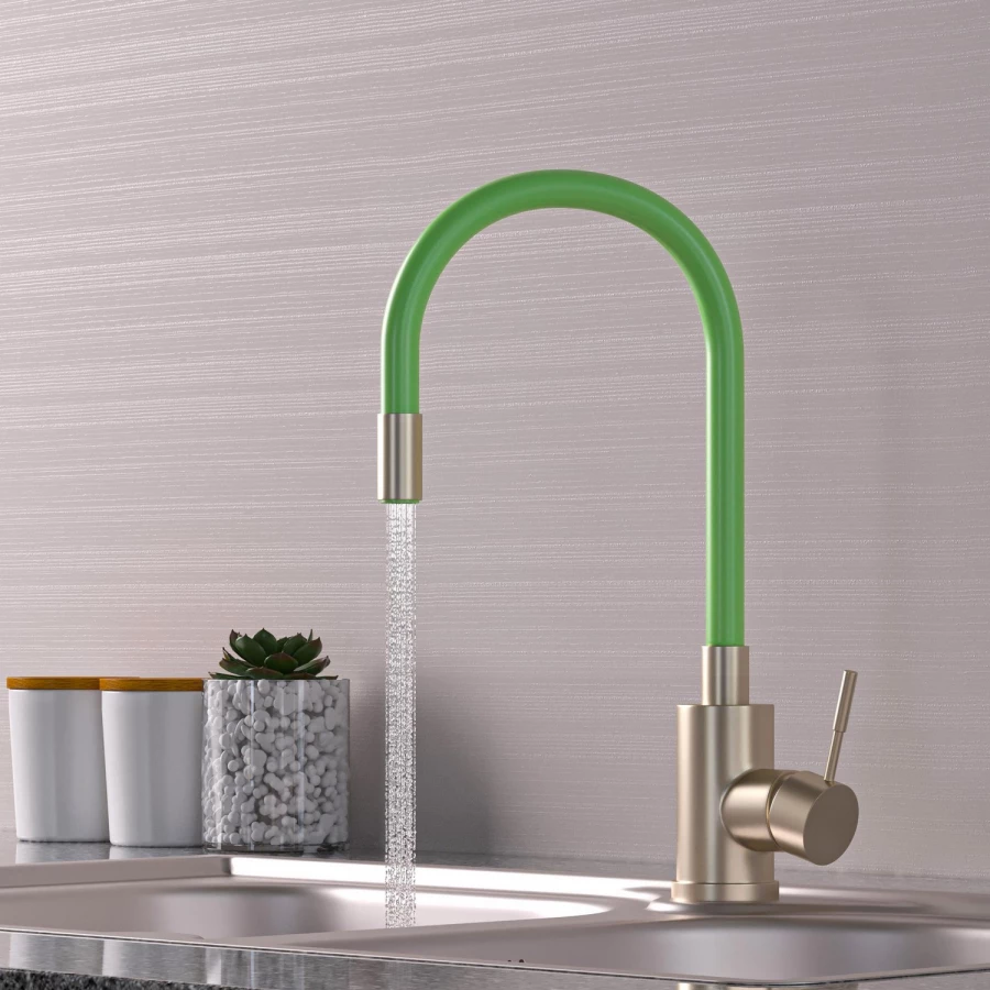 Смеситель для кухни 35k MixLine MLSS-0325 гибкий силиконовый излив 542380 зеленый