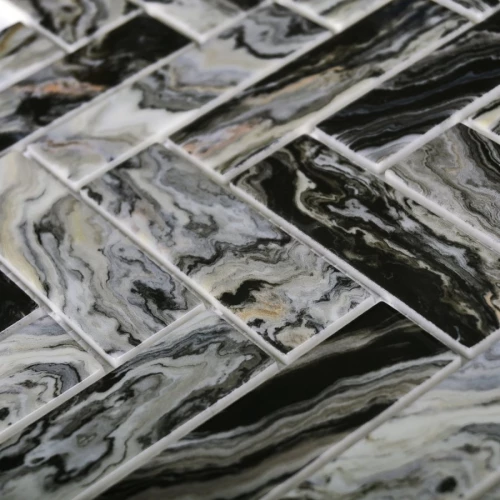 Мозаика Bonaparte Стеклянная мозаика Hadar Black 98х30 глянцевая черная 28,6х26,8 см