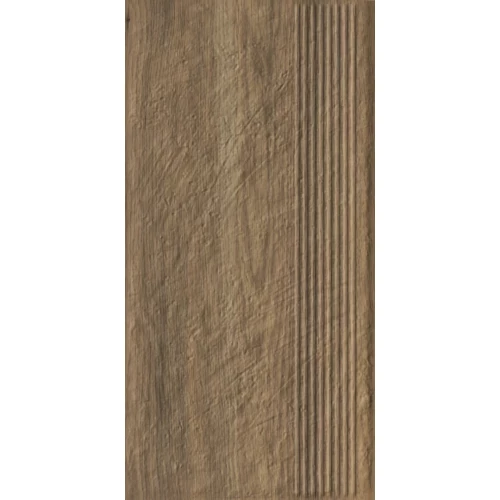 Ступень Paradyz Carrizo Wood Stopnica Prosta Struktura Mat B1a матовая коричневая 60х30 см